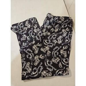 Puritan Lounge Pants Mens XXL Black 100%Cotton Drawstring Pajama Motorcycle(1292